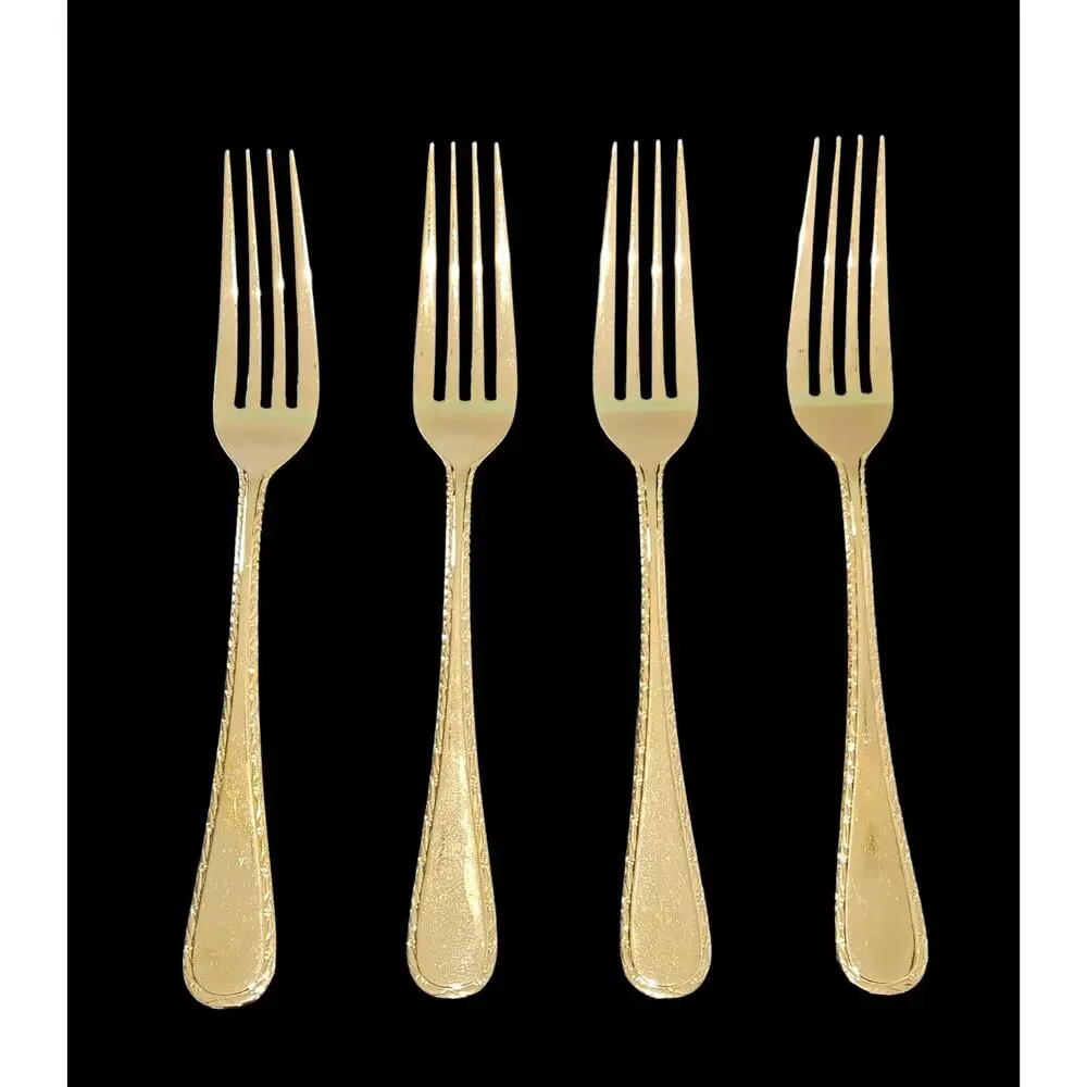 Vtg Towle Supreme Cutlery Stainless Gold Color Electroplated Service for‎ 4